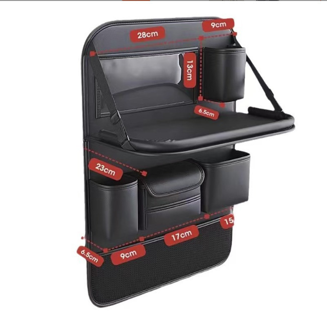 Borsa portaoggetti piatta con ripiano, borsa posteriore multifunzionale in pelle antimacchia, organizer da appendere al sedile dell'auto._voghion.com