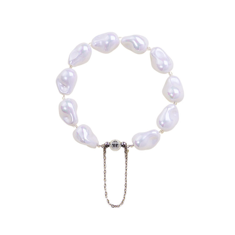 Nuevos productos de alto nivel imitación barroco pulsera de perlas nicho diseño ligero lujoso flujo de cuentas pulsera de pulsera de absorción magnética exquisita