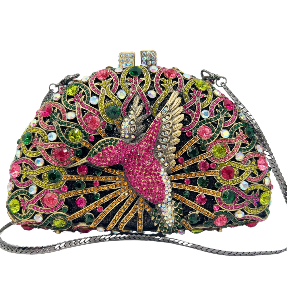 Túi clutch nữ đính kim cương phong cách retro dự tiệc — Màu cam, Màu xanh đỏ tím, Tùy chỉnh các màu khác chi tiết 2