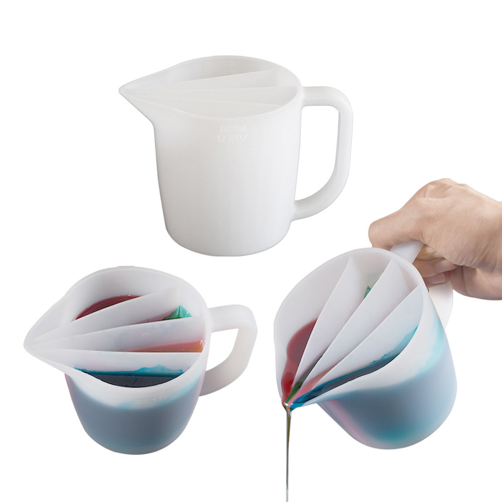 Taza de silicona para mezclar colores con múltiples compartimentos, herramienta de repostería DIY, taza para mezclar colores con compartimentos separados, taza con compartimentos de colores sin necesidad de lavado, venta al por mayor transfronteriza.
