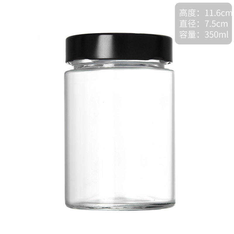 丸型高蓋透明ガラスピクルスボトルハニー黄桃缶詰ボトルシールペーストチリソースボトルジャムボトル|undefined