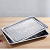 Stainless steel square tray punching rectangular steamer tray barbecue disk steamed rice plate real disk with eye baking tray