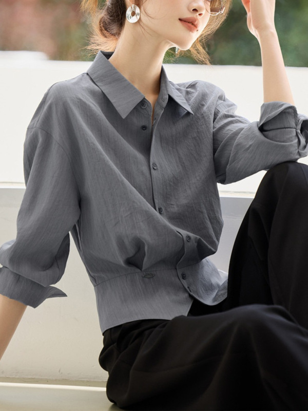 2025春秋季新款女士法式气质衬衫爆款通勤小衫收腰显瘦漂亮上衣服|undefined