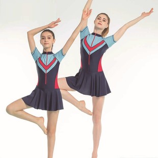 European and American 2022 new parent-child swimsuit female adult children short sleeve one-piece dress zipper cross-border Sports swimsuit female