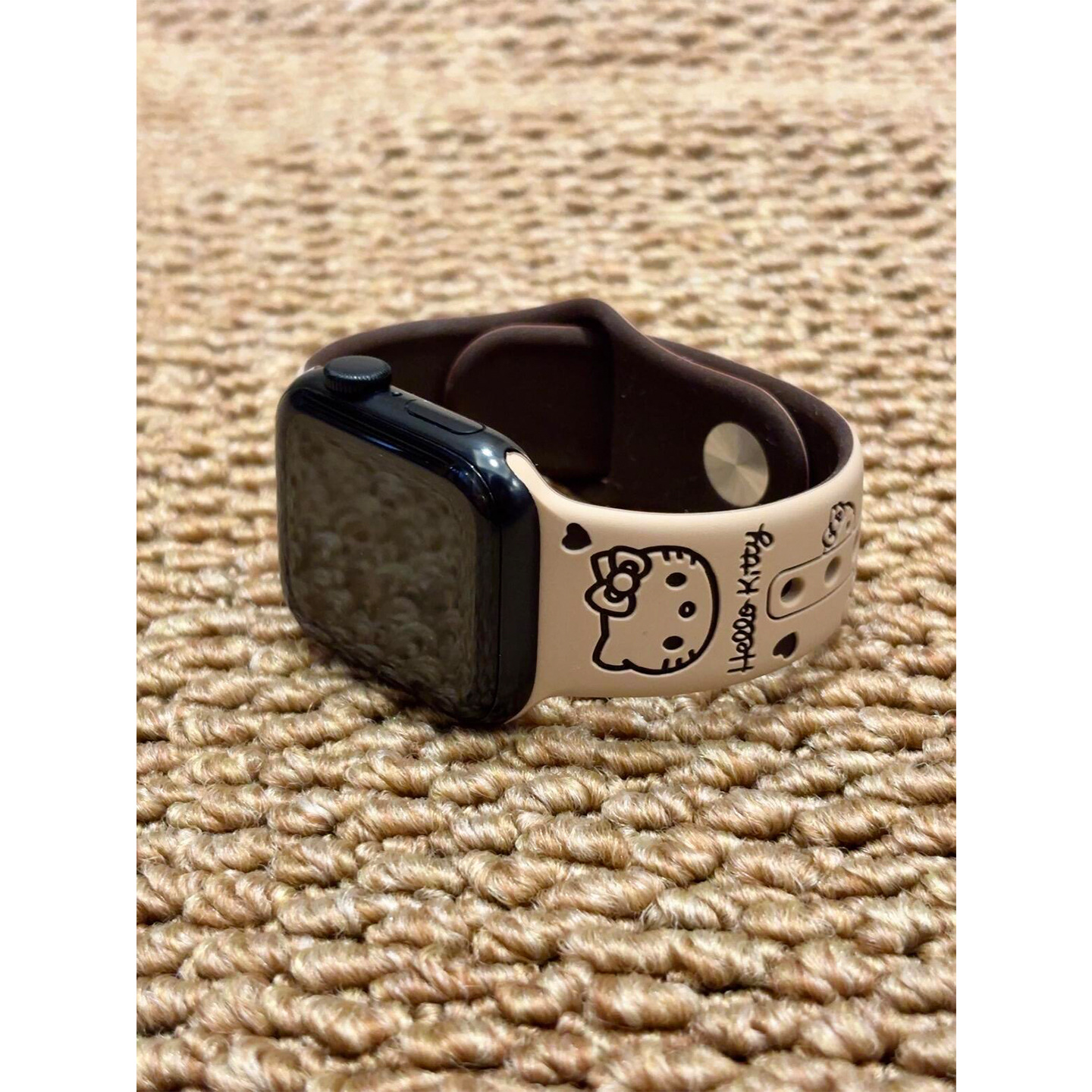 Contrast Color Kt Cat Suitable for Applewatch11 Silicone Strap Iwatch10/9/8 Hello Kitty Printed Butterfly Buckle