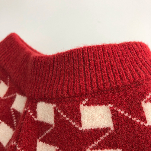 New Year Set ~ Christmas Korean Style Autumn and Winter Children's Sweaters for Men and Women Trendy Red Knitted Printed Plaid Vest Shorts Sen