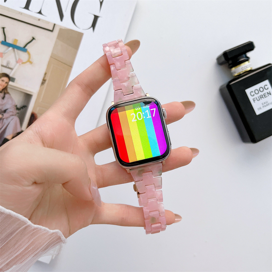 40g Weight Apple watch watchband Classification Resin Material Multicolor, Solid Color Pattern Casual, Retro Style Casual Retro Multicolor Solid Color Apple Watch Watchband 17