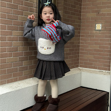 2025冬季新品  韩版童装女童加厚带帽毛衣 宝宝卡通毛线衣 童毛衣