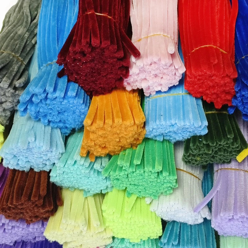 Colorful Macaron-Colored Children's Toy Making Art Material Kit Plush Yarn Folding Sticks Twisting Sticks Materials Flowers