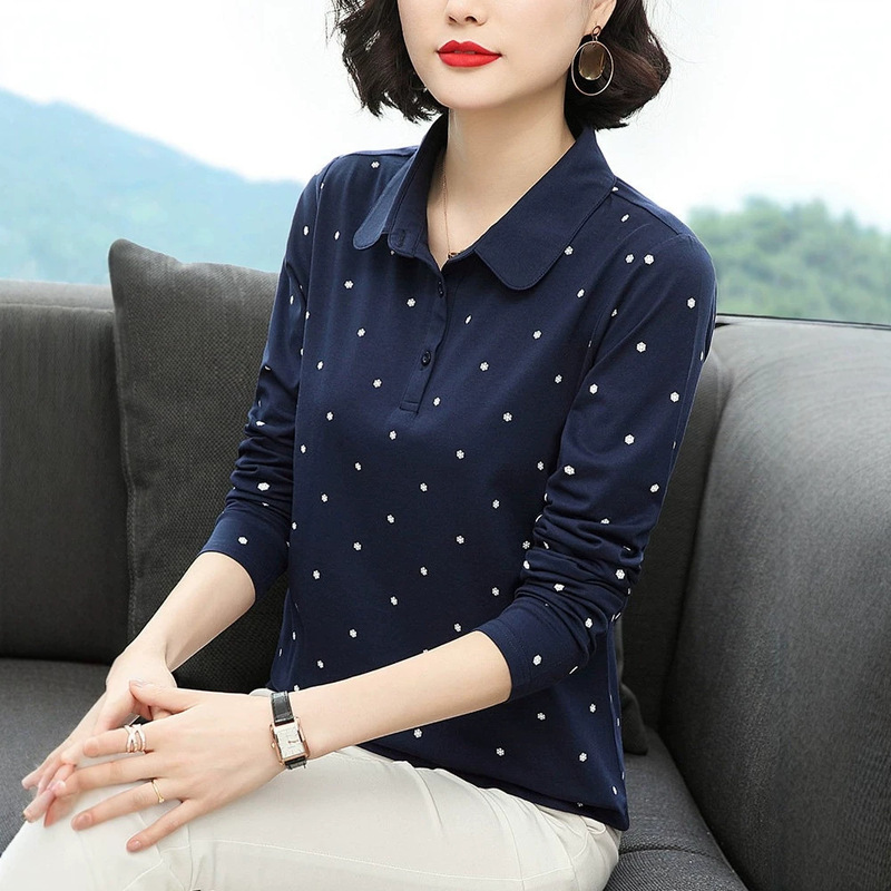 T-Shirt Women's Long-Sleeved Pure Cotton Collared Loose Top 2026 New Spring and Summer Ethnic Style Lapel Women's Polo Shirt T-Shirt Women's Long-Sleeved Pure Cotton Collared Loose Top 2026 New Spring and Summer Ethnic Style Lapel Women's Polo Shirt