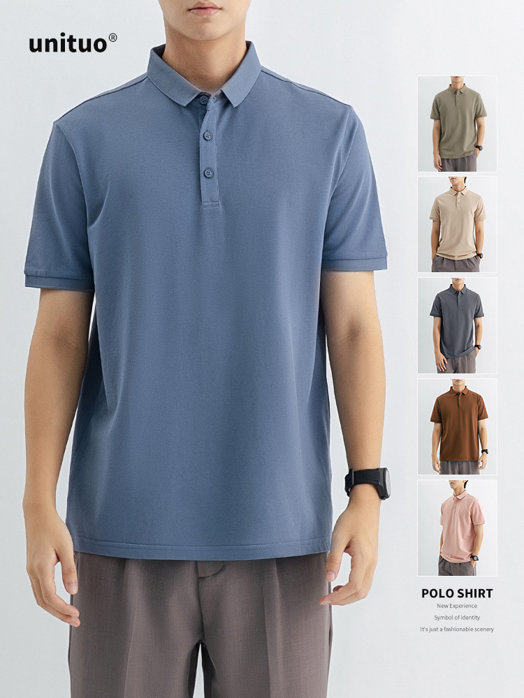 Personalizado comercio exterior transfronterizo LOGO camiseta de punto de manga corta hombre de negocios casual camiseta de hombre con collar chaqueta de hombre