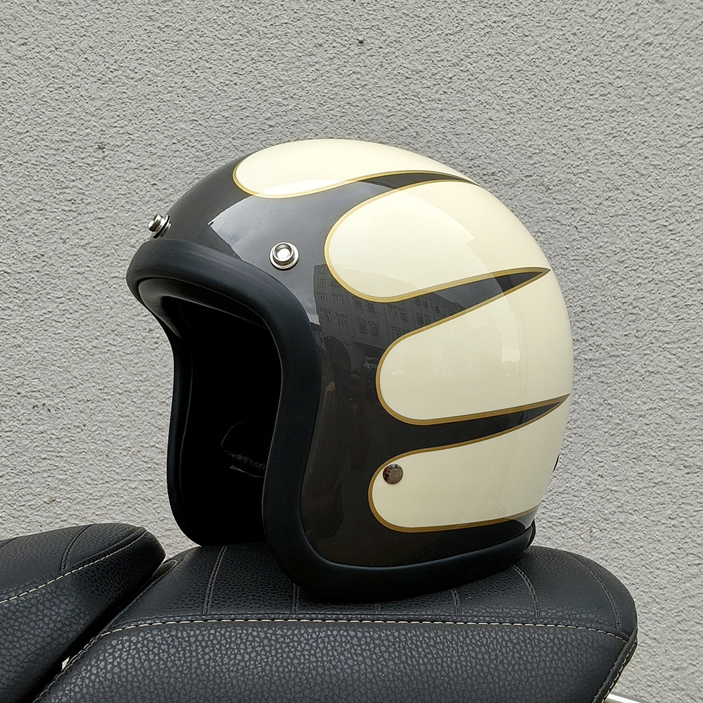 Motuoche – Motosiklet kaskı (dəbilqə) Helmet Retro Helmet - gloss-black-flower-xxxxl