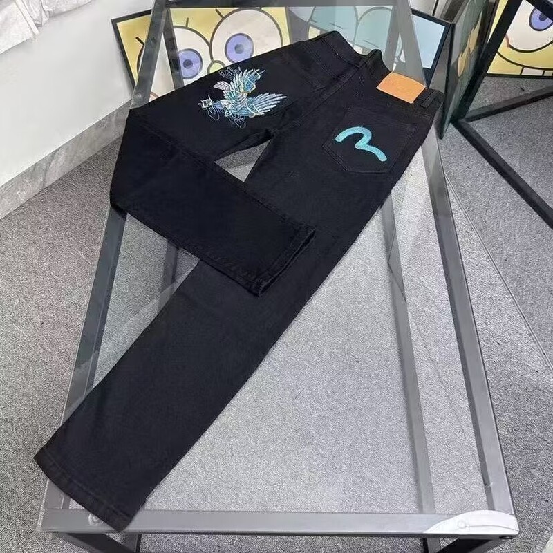 Spring and Autumn New Alphabet Eagle Jeans Men's Trendy Brand Back Pocket Jacquard Washed All-match Straight Casual Light Luxury Trousers Spring and Autumn New Alphabet Eagle Jeans Men's Trendy Brand Back Pocket Jacquard Washed All-match Straight Casual Light Luxury Trousers