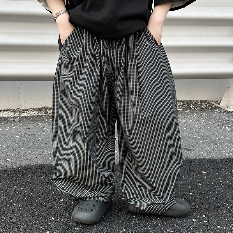 以鸿制衣男童格子防蚊裤24年夏季新款儿童薄款长裤男孩洋气裤子潮