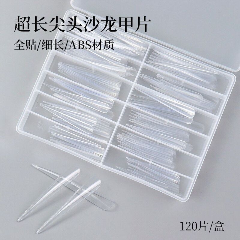 Cross-Border Hot-Selling Nail Salon Long Pointed Nails 120 Pieces Boxed Transparent Manicure European and American Wearable Nails Cross-Border Hot-Selling Nail Salon Long Pointed Nails 120 Pieces Boxed Transparent Manicure European and American Wearable Nails