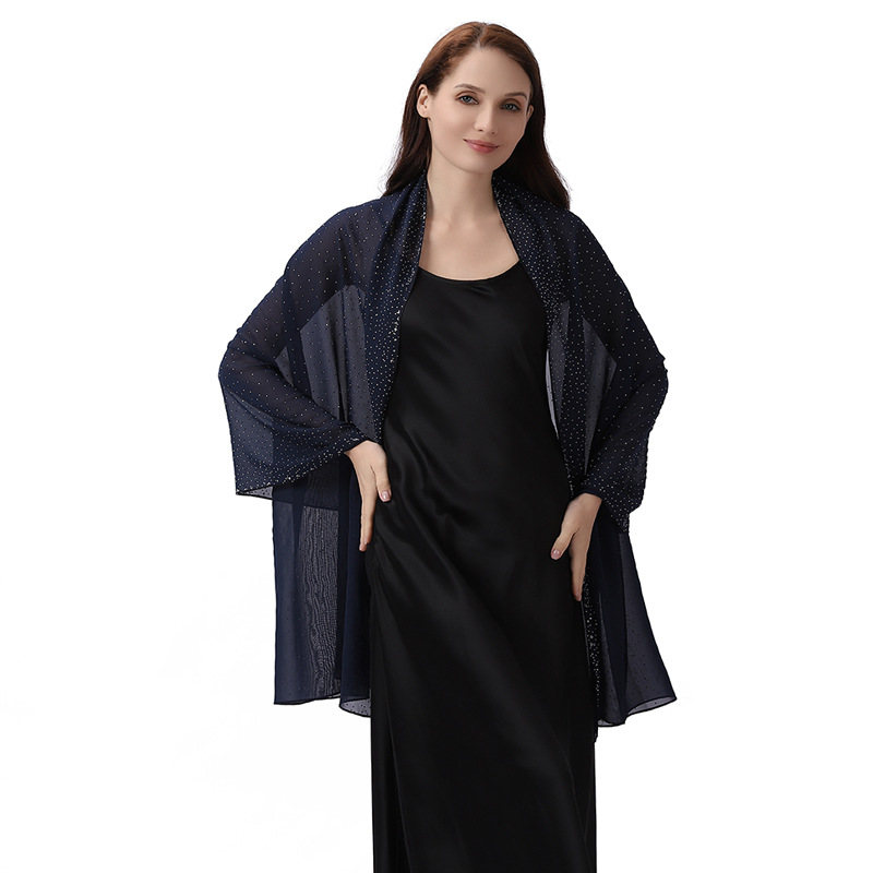 European and American Style Star Rhinestone Shawl Bride Bridesmaid Elegant Banquet Evening Dress Cheongsam Chiffon Starry Shawl