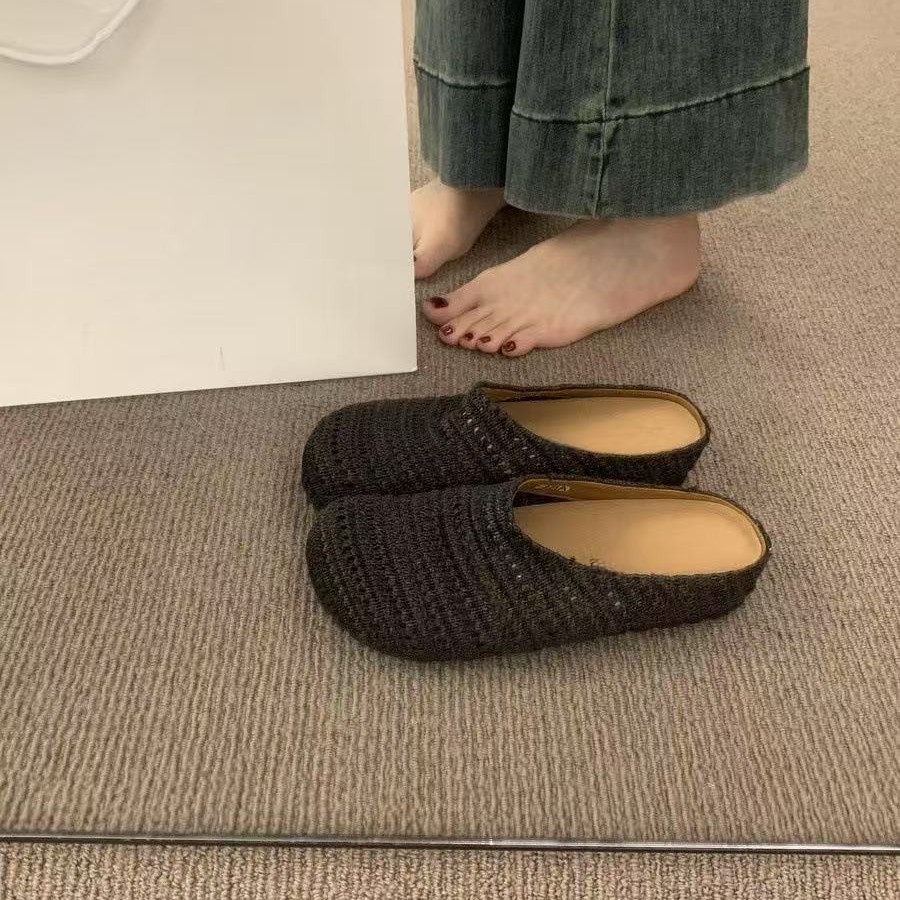 Geweven birkenstock stijl instappers voor dames dichte muiltjes_voghion.com