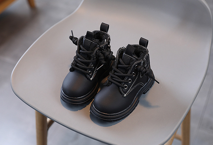 Bottes Martin chaudes pour enfants 2024 pour hommes, automne et hiver, nouveau style, courtes pour filles avec velours, cuir épais, bottes pour bébé_voghion.com