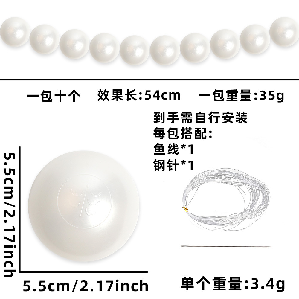Simulación de gran perla colgante de boda decoración de fondo de pared DIY cuentas colgantes esferas blancas colgantes