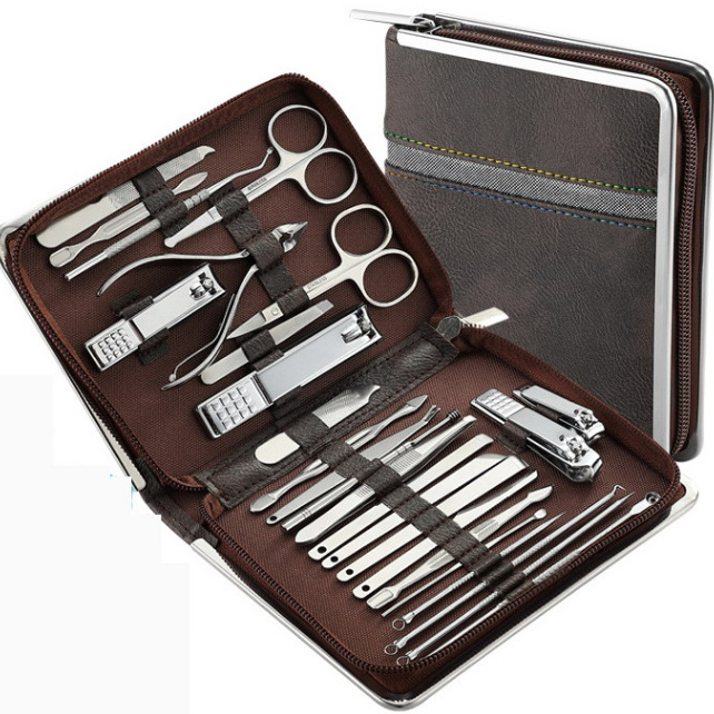 26-piece cortaúñas traje de hogar anti-Splash grandes cortaúñas Rosa oro águila nariz cortaúñas herramientas de recorte de uñas