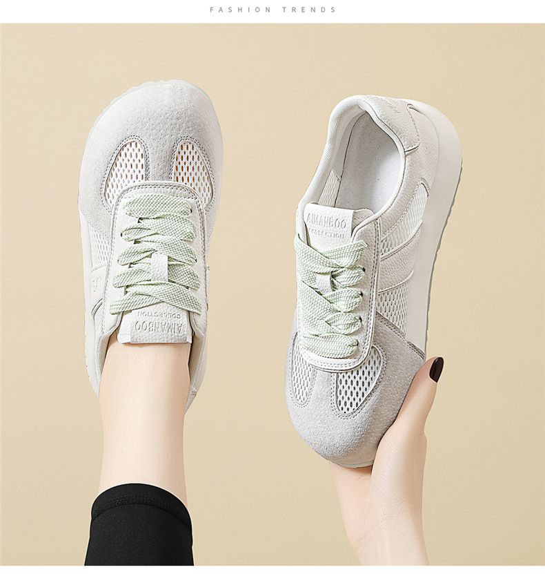 Giày sneaker nữ đế dày phối màu thời trang xuân hè 2026, lưới thoáng khí — 7115 Màu xanh lá cây, 7115 Màu vàng, 7115-1 Trái cây xanh, 7115 -1 Màu vàng chi tiết 10