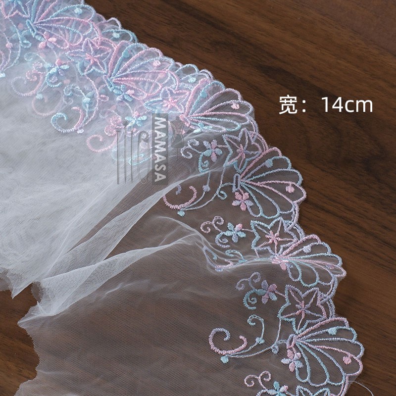 Alta calidad dopamina sueño bordado colorido hilo de malla encaje DIY mano lolita ropa tela accesorios para el cabello