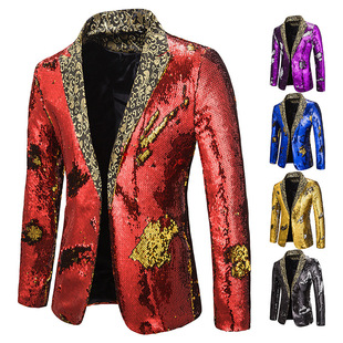 Two-color sequin suit stage performance suit nightclub bar DJ singer host jacket suit wholesale