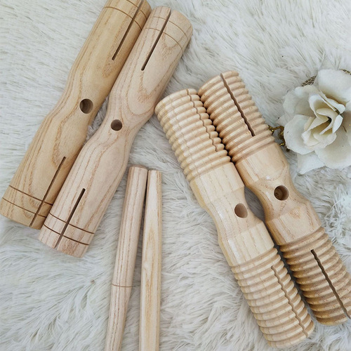 Threaded double ring kindergarten teaching aids children's music early education musical instruments Orff wooden double ring toys wholesale