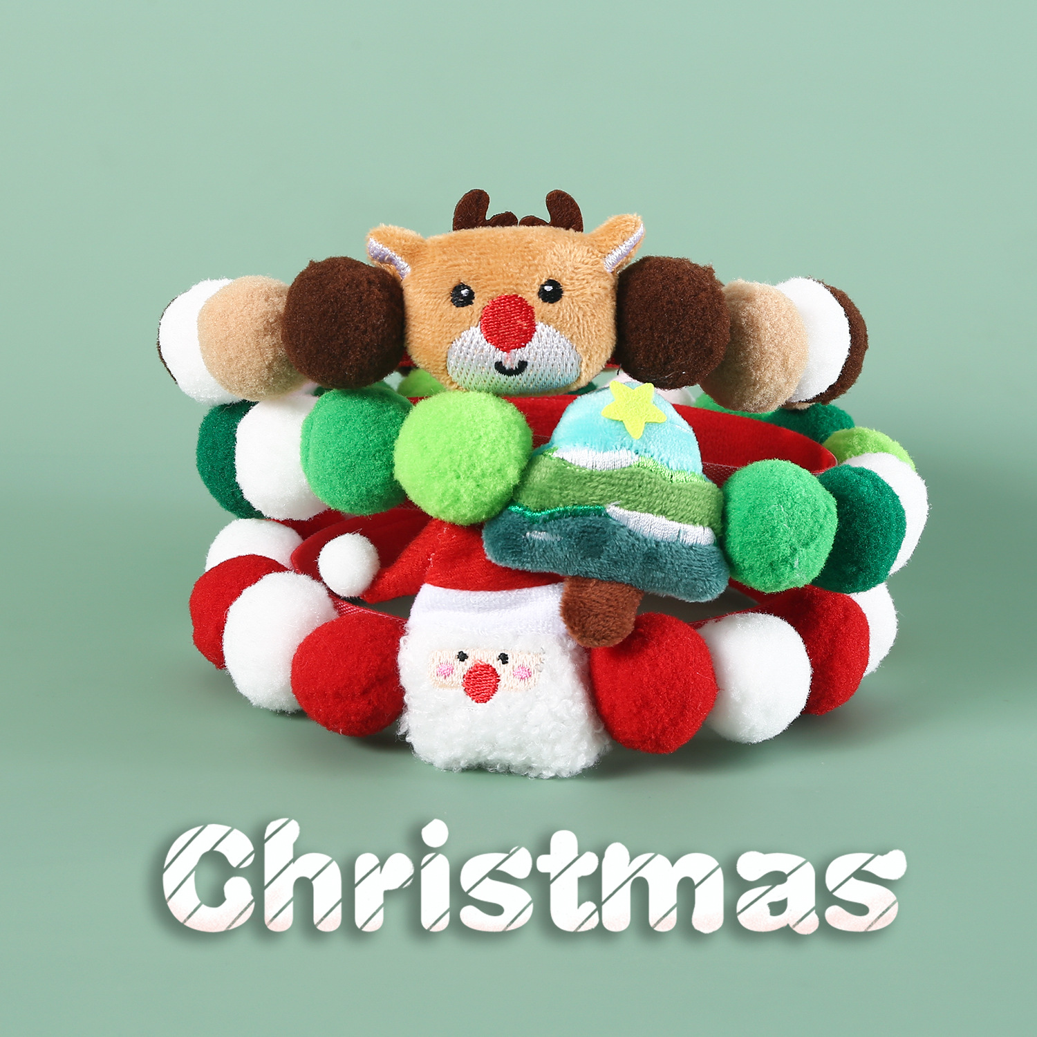 Mascotas árbol de Navidad viejos alces accesorios de peluche de dibujos animados collar de pelota gatos perros grandes accesorios de bibón