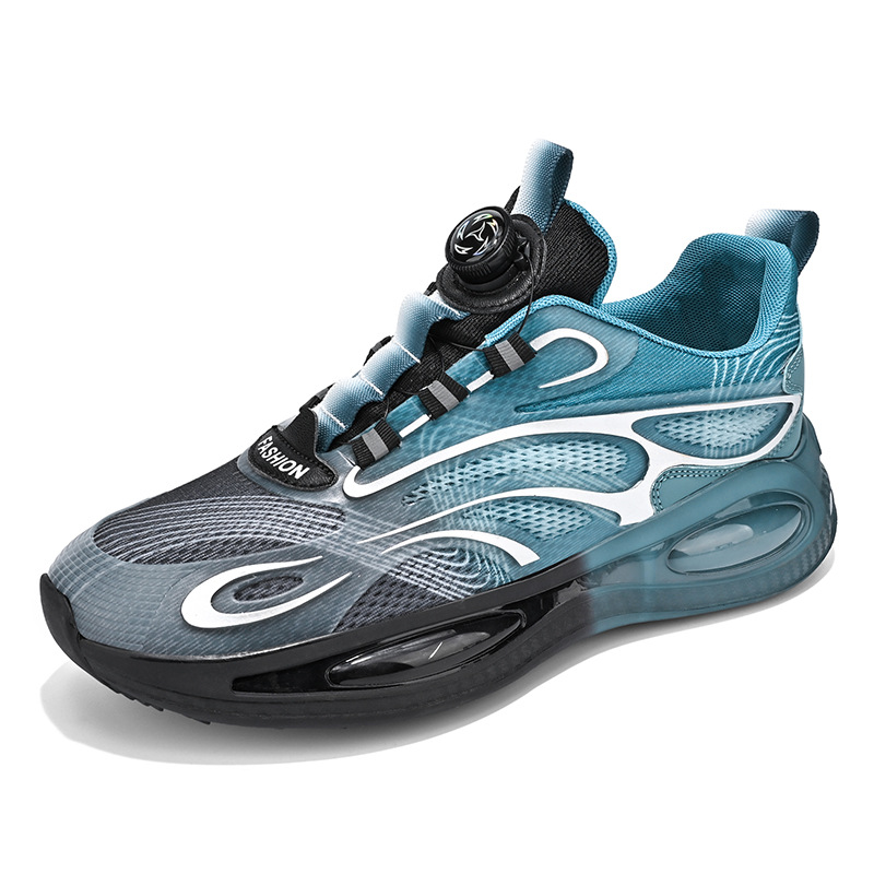 Zapatillas Deportivas Casuales Blancas de Malla con Hebilla Giratoria para Hombre, Transpirables, con Amortiguación de Aire, Novedad 2025