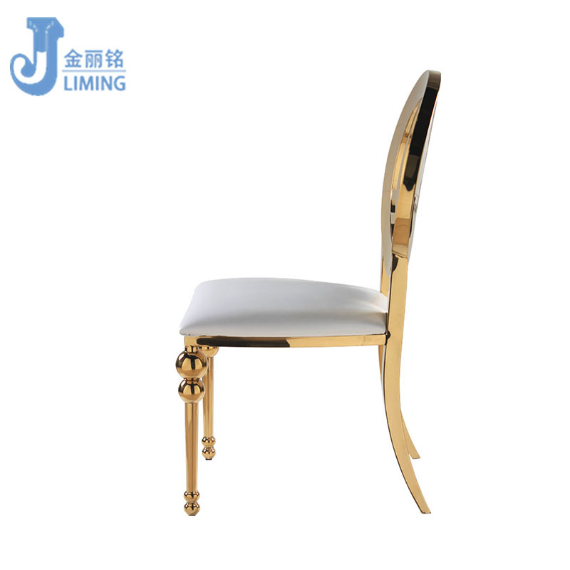 De titanio de oro de acero inoxidable Silla de comedor moda Luz de lujo de acero inoxidable Hotel redondo Silla de comedor de banquete de hotel Silla de comedor al por mayor