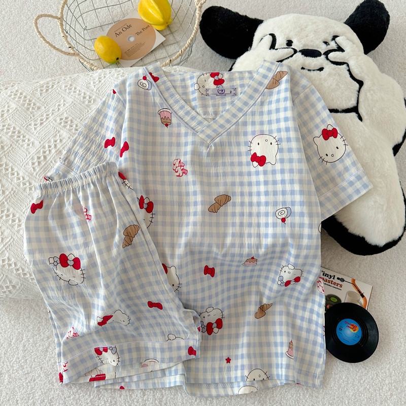 Amazon Casual Explosions Summer Short-sleeved Cloud Cotton Pajamas Women's Loose Comfortable Ins TikTok Internet Celebrity Home Clothes