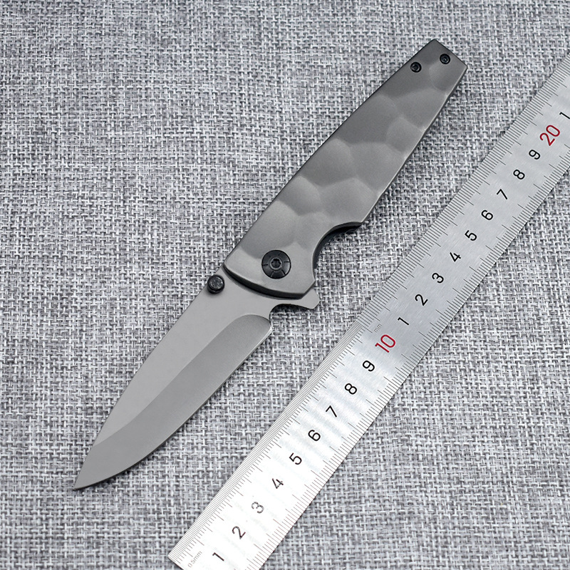 灰黑色户外野营折叠小刀不锈钢多功能小刀求生防身刀具水果刀