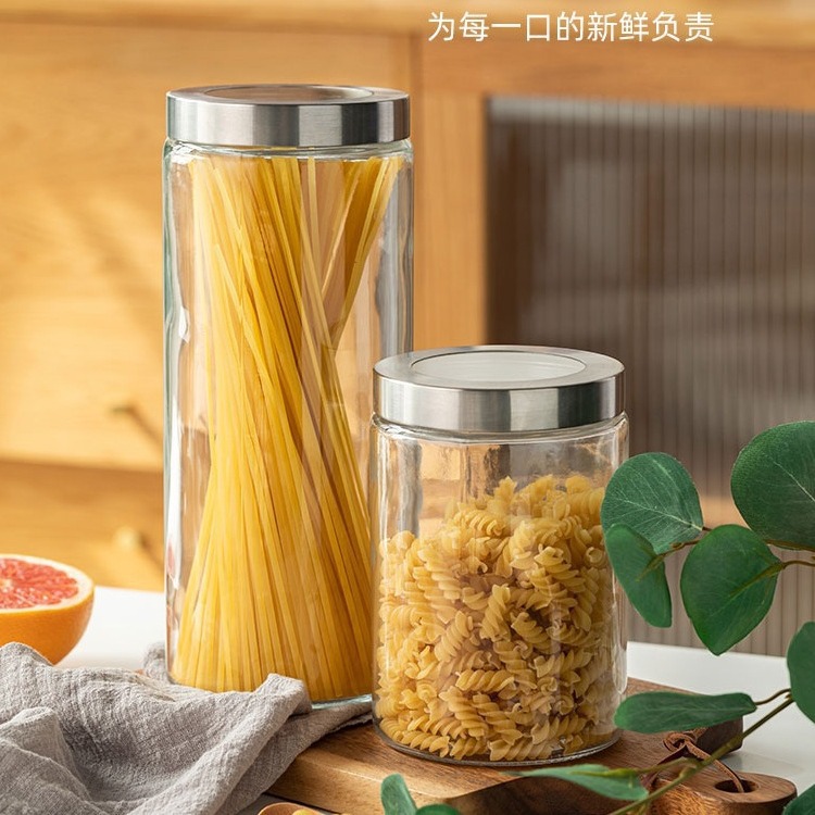 Tanque de almacenamiento de vidrio de sello de vidrio de almacenamiento de pasta de granos de frutas secas transparentes sin plomo image 3