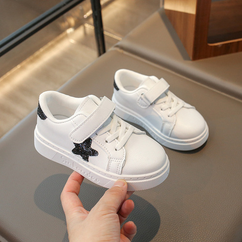 Spring and Autumn New Boys and Girls Star Board Sneakers, Stylish White Shoes for Children, Breathable Casual Shoes