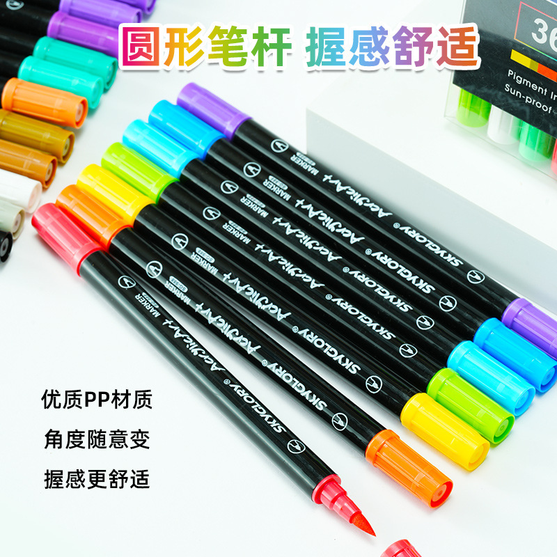 Marcadores acrílicos transfronterizos, un juego completo de bolígrafos de pintura, bolígrafos de graffiti para niños y estudiantes, marcadores de doble cabezal de gran capacidad