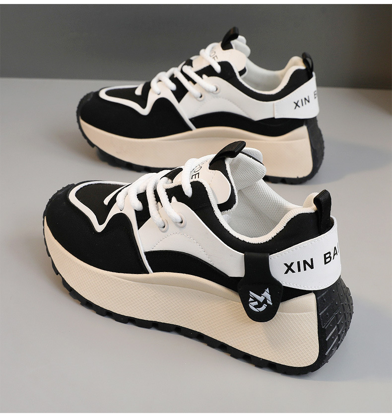 Women New Fashion Chunky Sneakers Women Autumn New Lace Up Casual Platform Sports Shoes Female Goth High Heels Sneakers_voghion.com