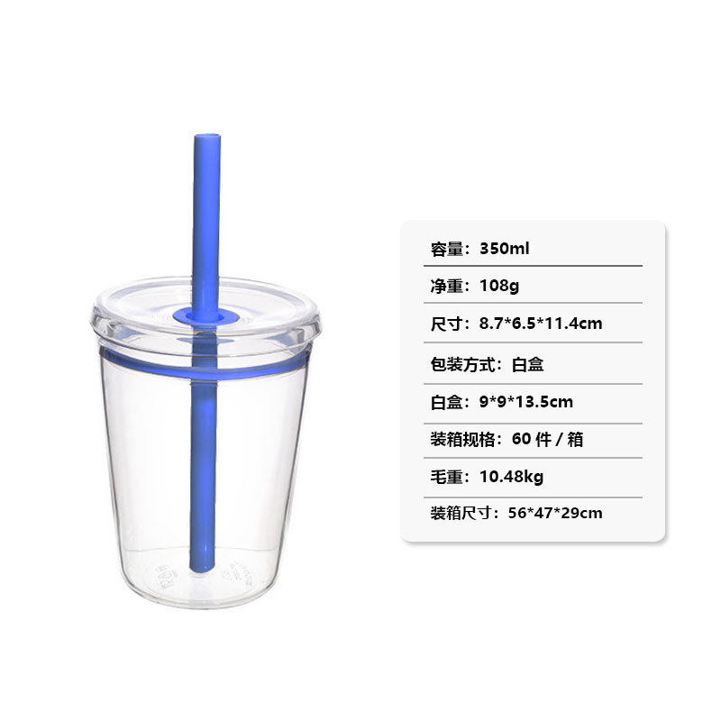 350ml mini taza de plástico transparente tritan taza de paja de color rojo para chicas lindas tazas de agua