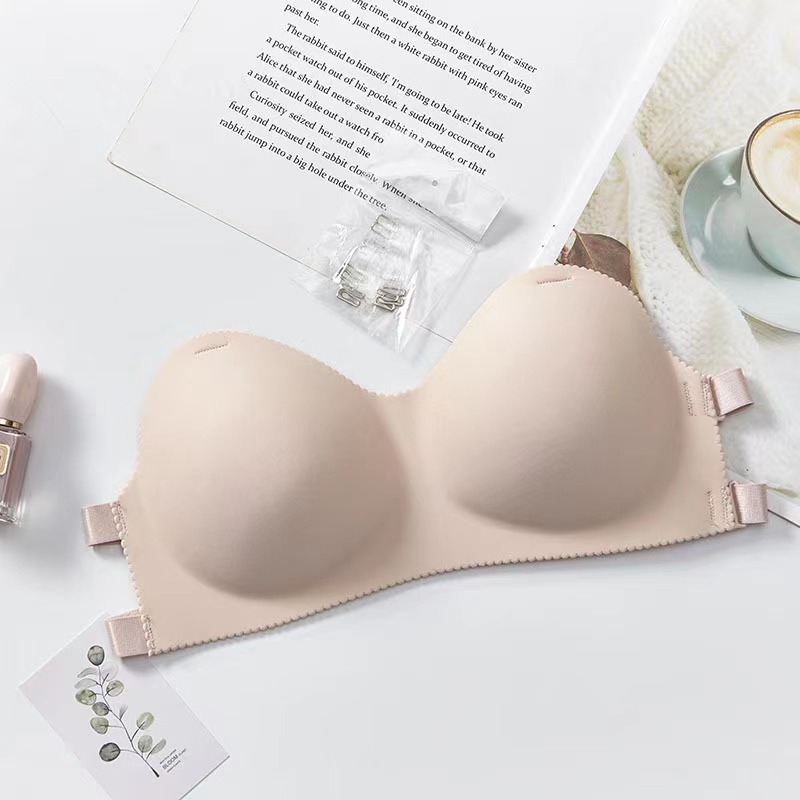 Alta calidad inalámbrico push-up tubo superior vestido de novia fuera del hombro entrega transparente correa de hombro de las mujeres belleza espalda ropa interior lote