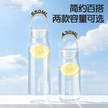 跨境高颜值透明手提塑料杯耐高温耐磨防漏运动水杯车载便携随行杯