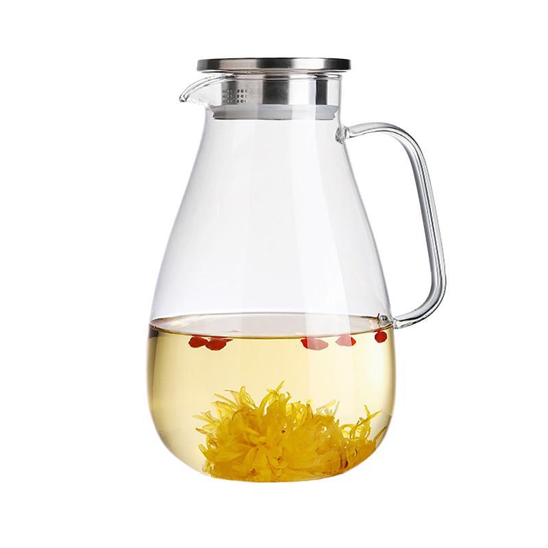 tetera de agua fría de vidrio tetera de agua fría doméstica resistente a altas temperaturas taza de agua fría resistente al calor a prueba de explosiones de gran capacidad tetera fría abierta set