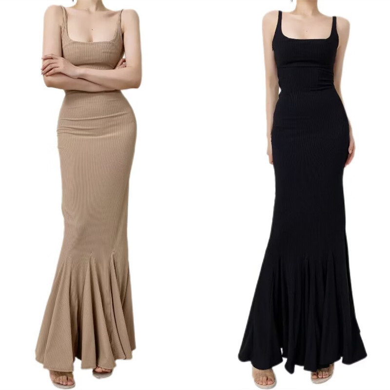 Black Fishtail Dress for Women, Autumn and Winter, Extra-Long for Tall Individuals, Floor-Length, Hepburn Style, High-End Feel Black Fishtail Dress for Women, Autumn and Winter, Extra-Long for Tall Individuals, Floor-Length, Hepburn Style, High-End Feel