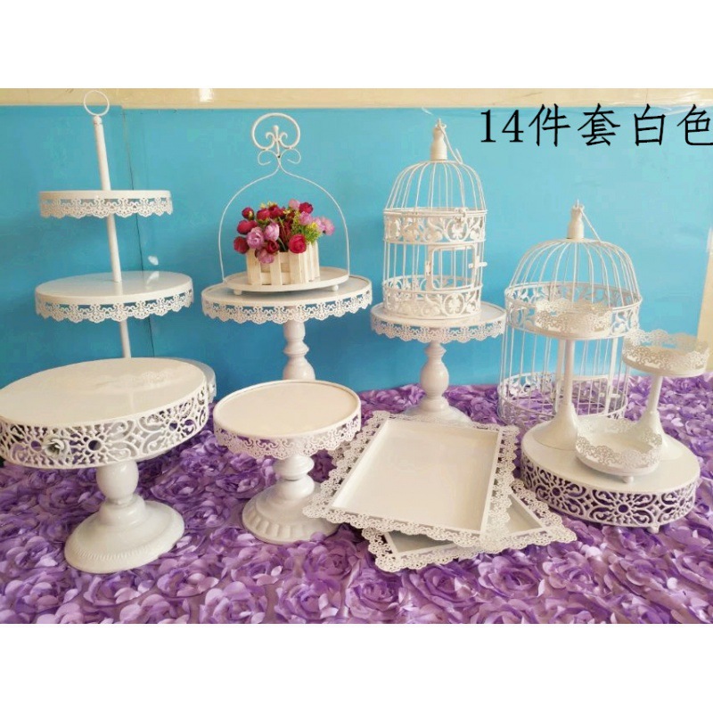 Tabla de postres de boda portapaste combinación set set de hierro forjado europeo 13 piezas set de decoración de bandeja West Point image 21