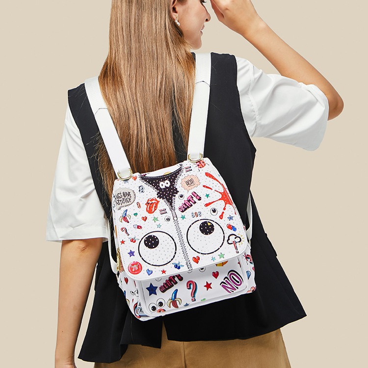 Mochila Casual Estampada para Mujer de PU Resistente al Desgaste para Uso Diario