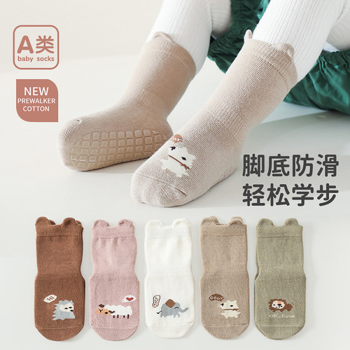 22 autumn new children's floor socks non-slip cartoon toddler socks boys and girls mid-tube baby socks