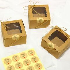 ベーキング包装クラフト紙質ホワイト明開窓ケーキクッキー小さな箱紙コップマフィンタルト箱