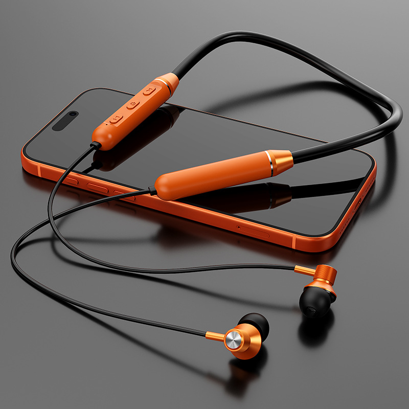 Nuevos auriculares Bluetooth metálicos cuello deportivo inalámbrico en el oído tipo de teléfono móvil de espera ultra largo universal image 7