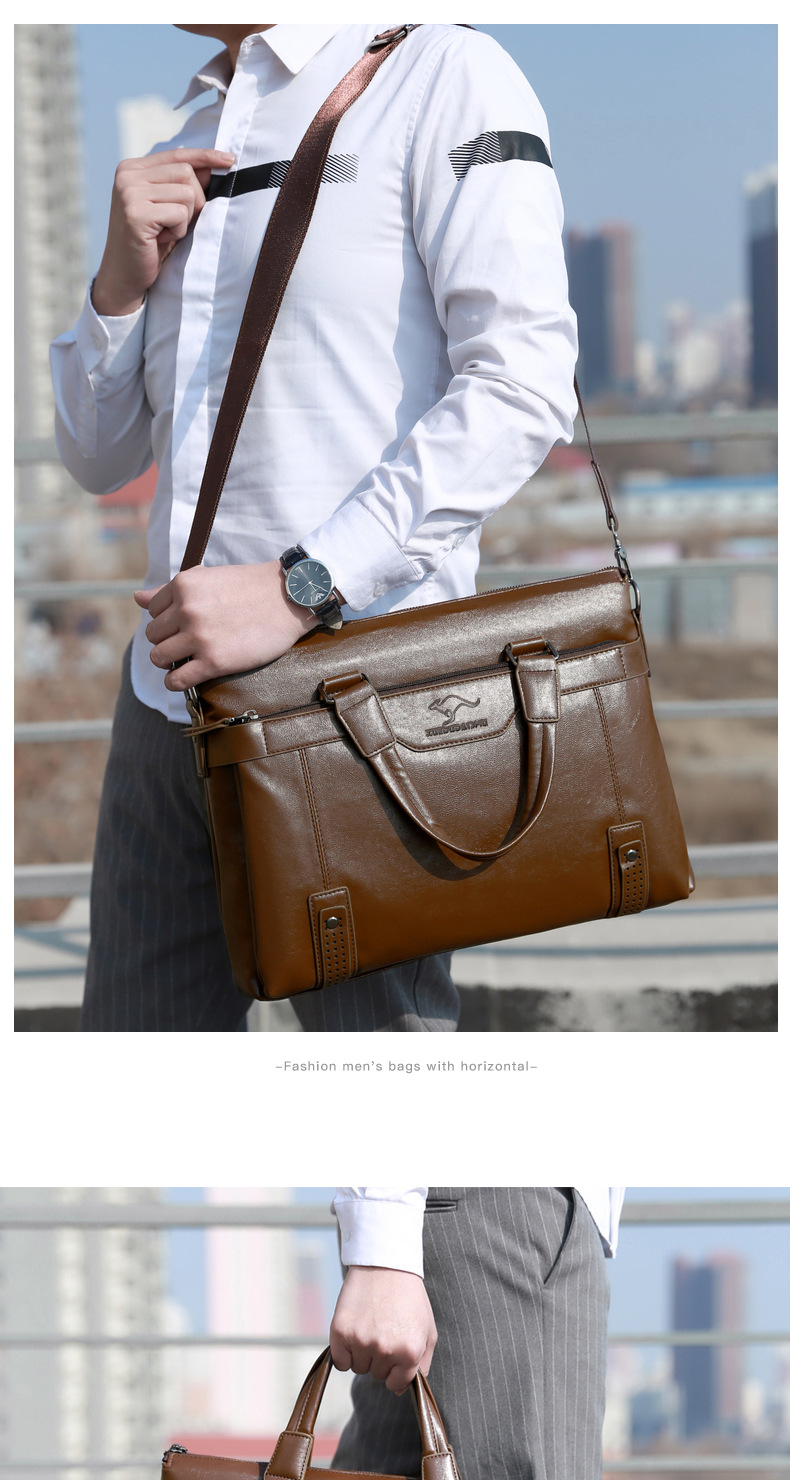 Men's Business Solid Color Pu Leather Waterproof Briefcases display picture 1