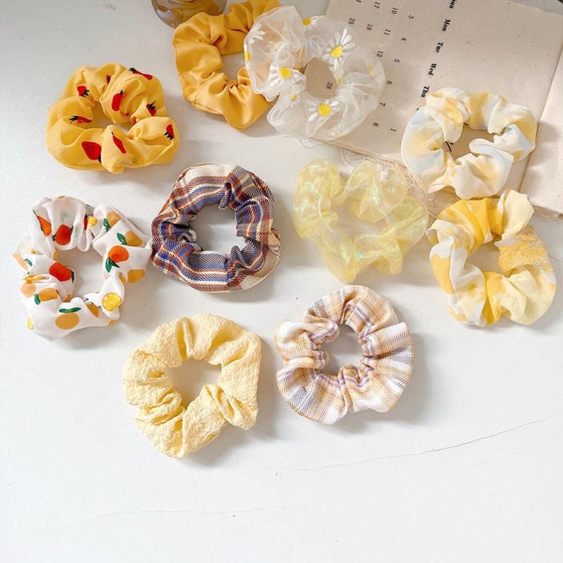 3 / 5 / Pcs Silk Scrunchies Print Scrunchie Set Elastic Collar Hair Ring