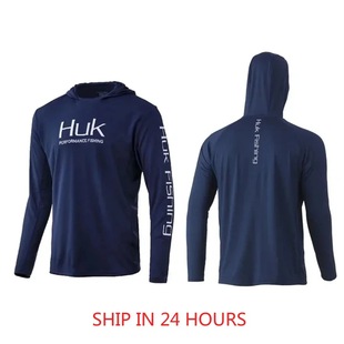 Fishing Shirt Huk with Hat Long Sleeve Sun Uv Upf50 Summer Quick Dry Lightweight Men Fishing Clothing